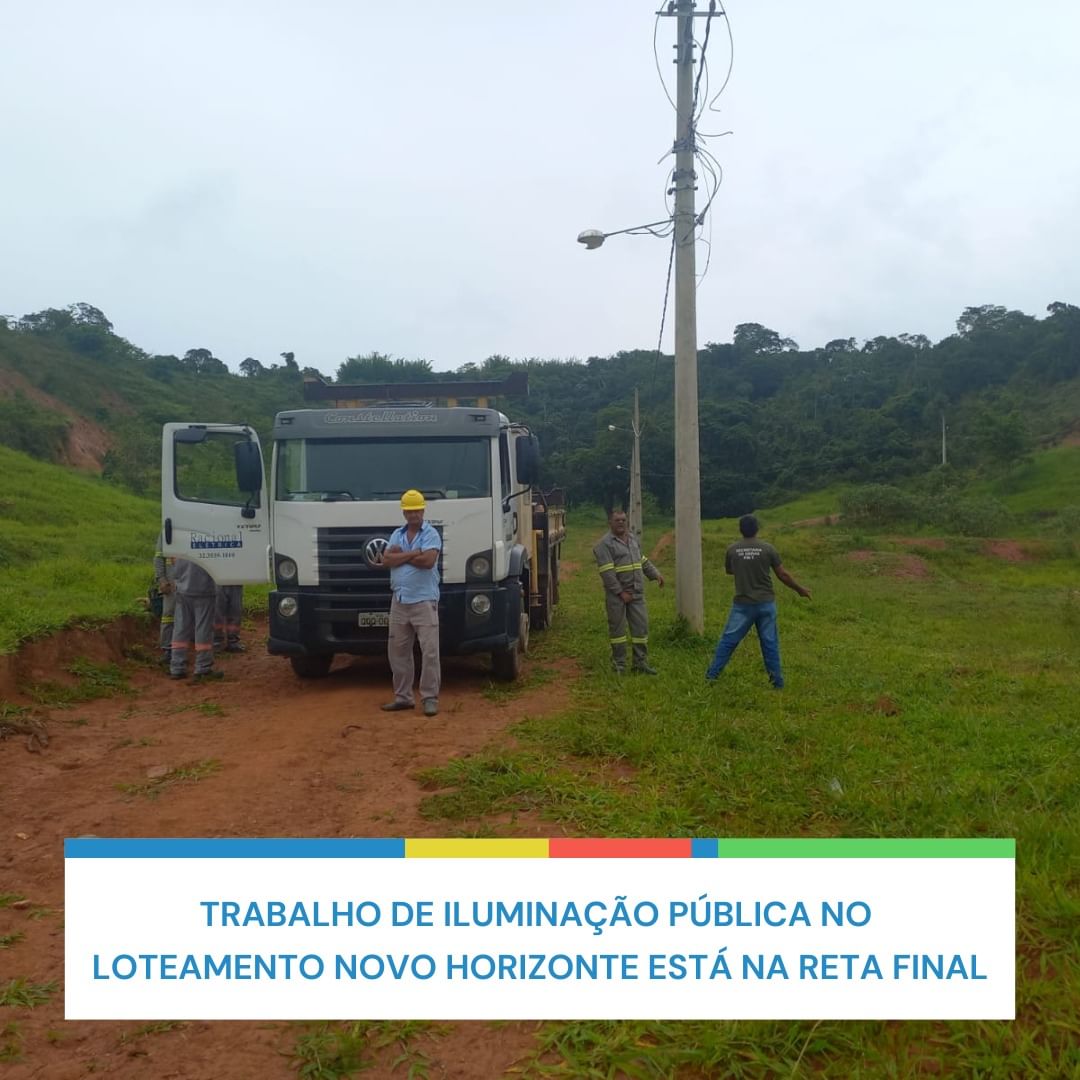 O trabalho de colocação de iluminação pública no loteamento Novo Horizonte está na reta final.