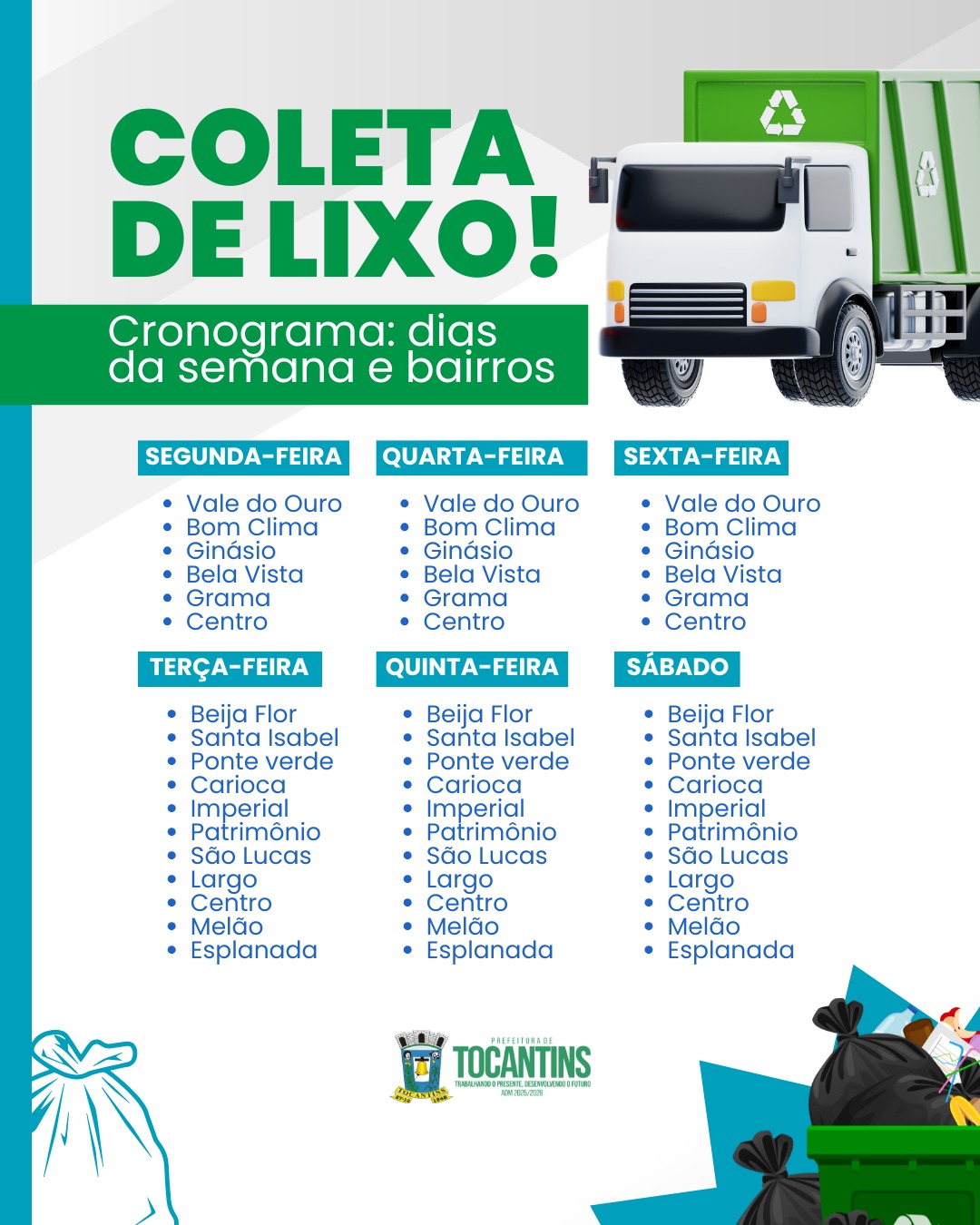 CRONOGRAMA DA COLETA DE LIXO